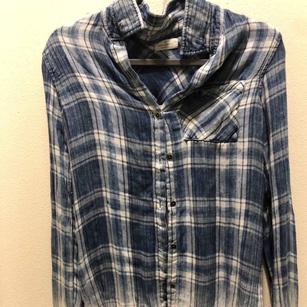 Blue and white plaid flannel